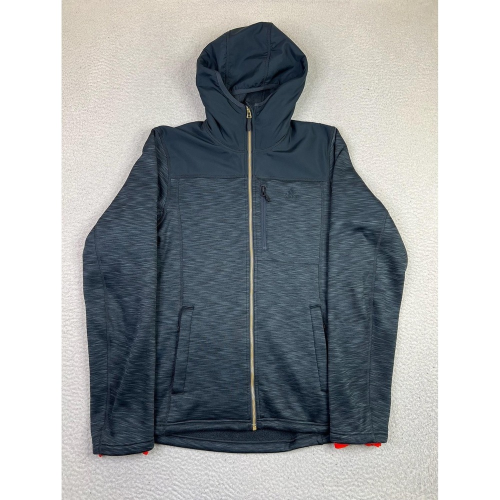 Adidas Climaheat Jacket Mens Large Gray Hooded Full Zip Fleece Thermal Outdoor